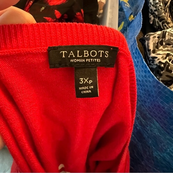 Talbots Charming Cardigan Stripe Ruffle Red White 3XP - Picture 11 of 12